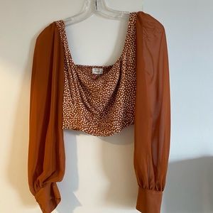 Urban outfitters crop top with sheer sleeves